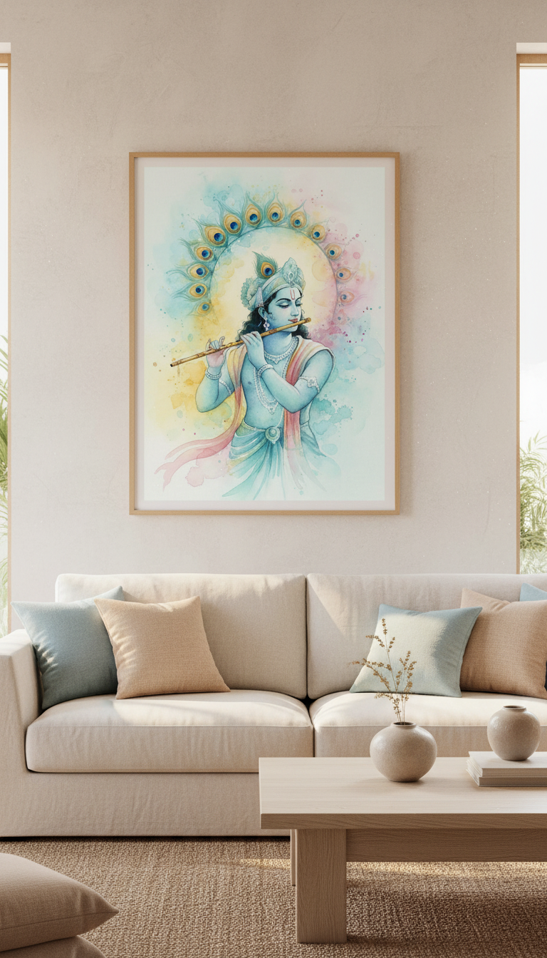 Krishna Watercolor Painting