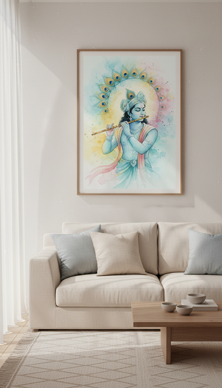 Krishna Watercolor Painting