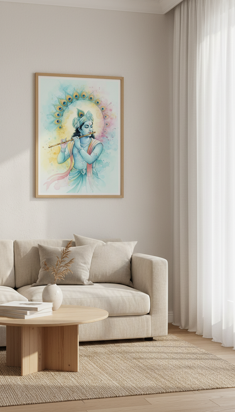 Krishna Watercolor Painting