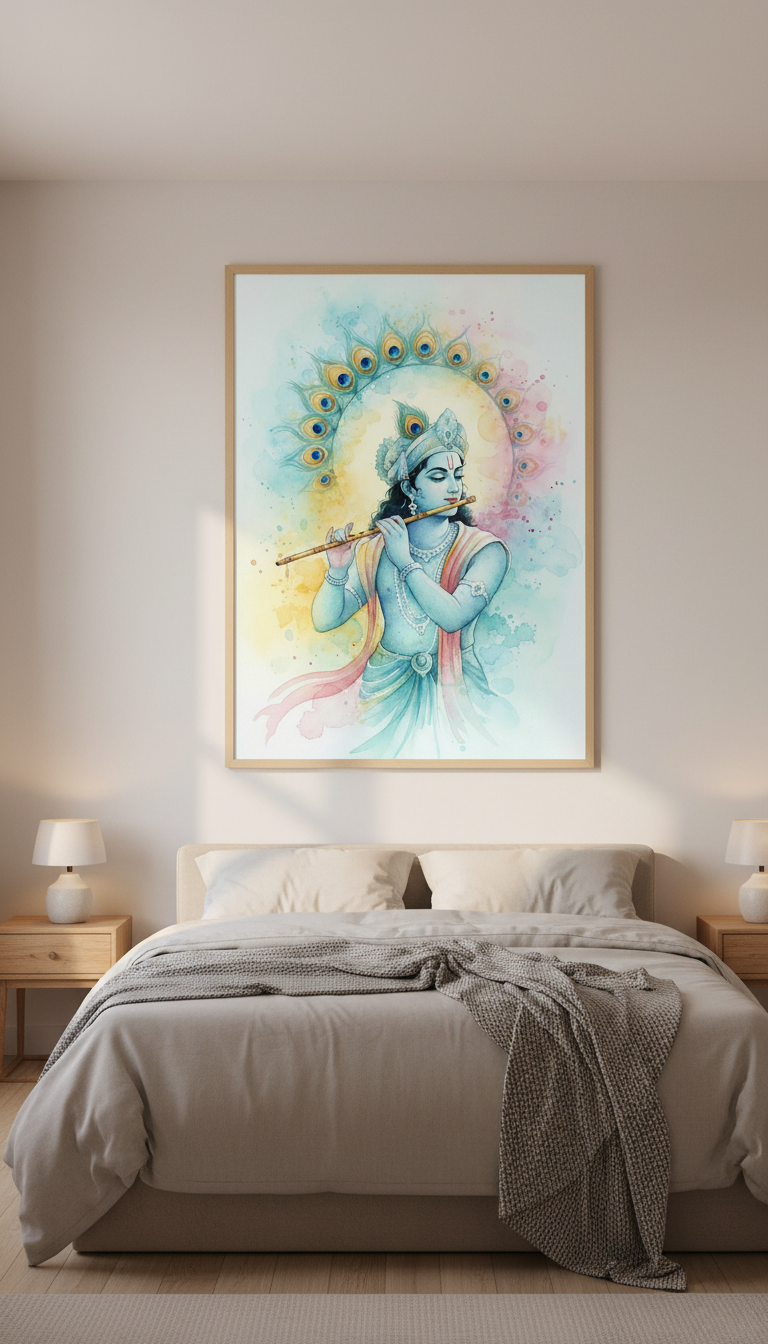 Krishna Watercolor Painting