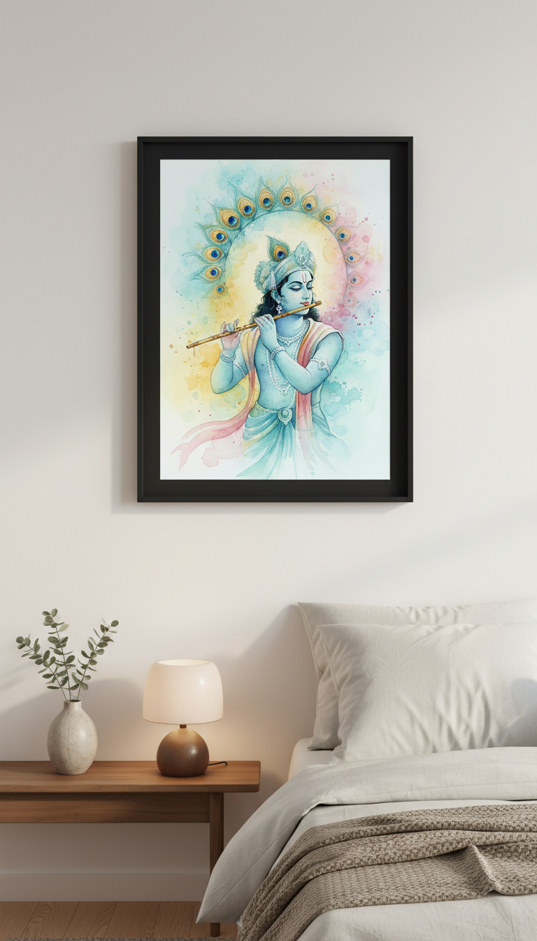 Krishna Watercolor Painting