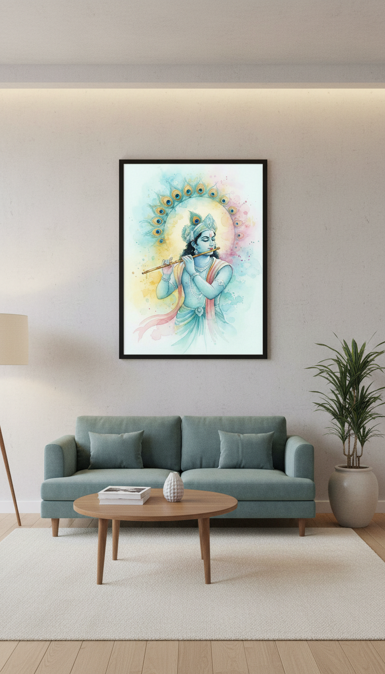 Krishna Watercolor Painting