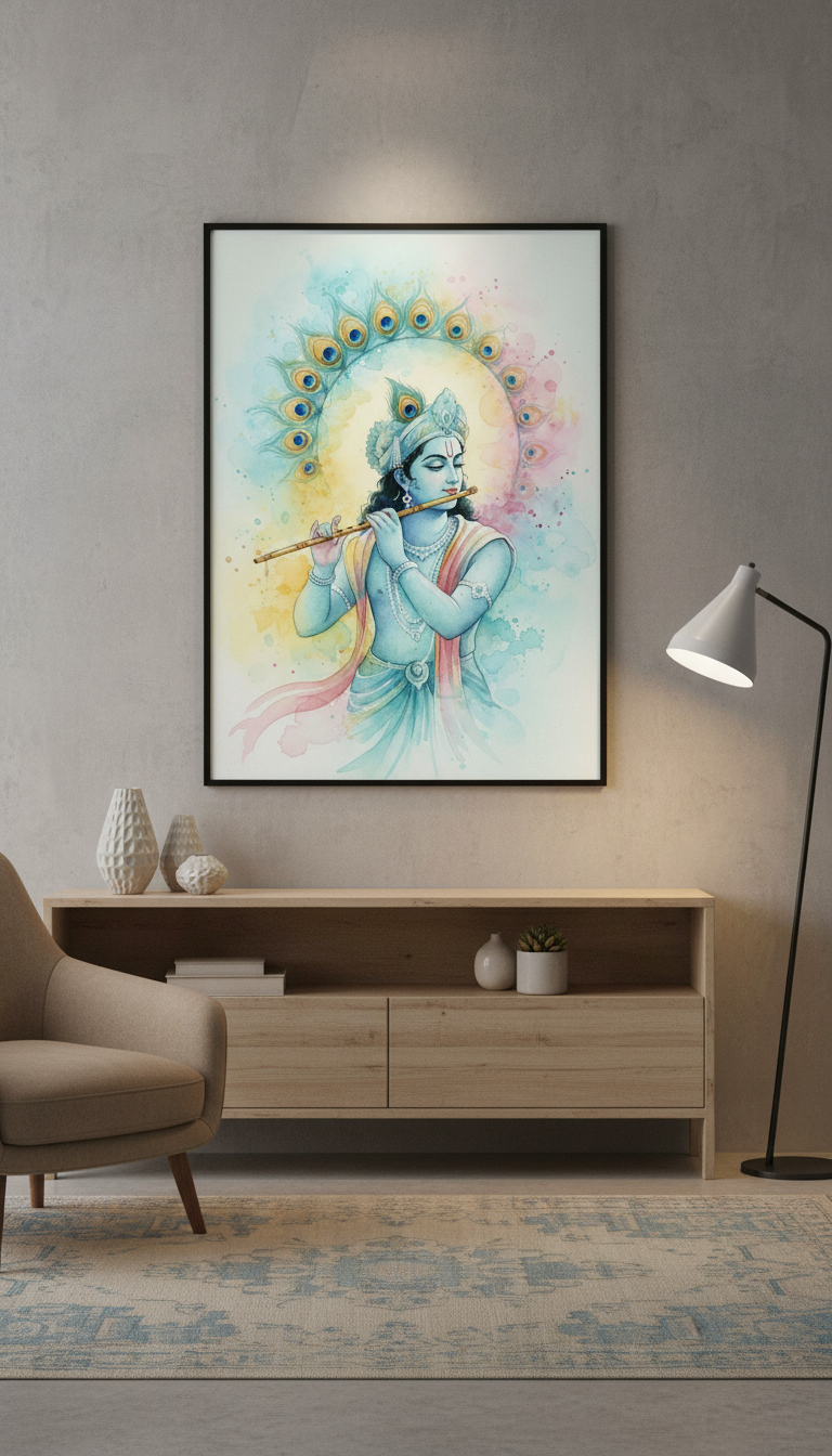 Krishna Watercolor Painting