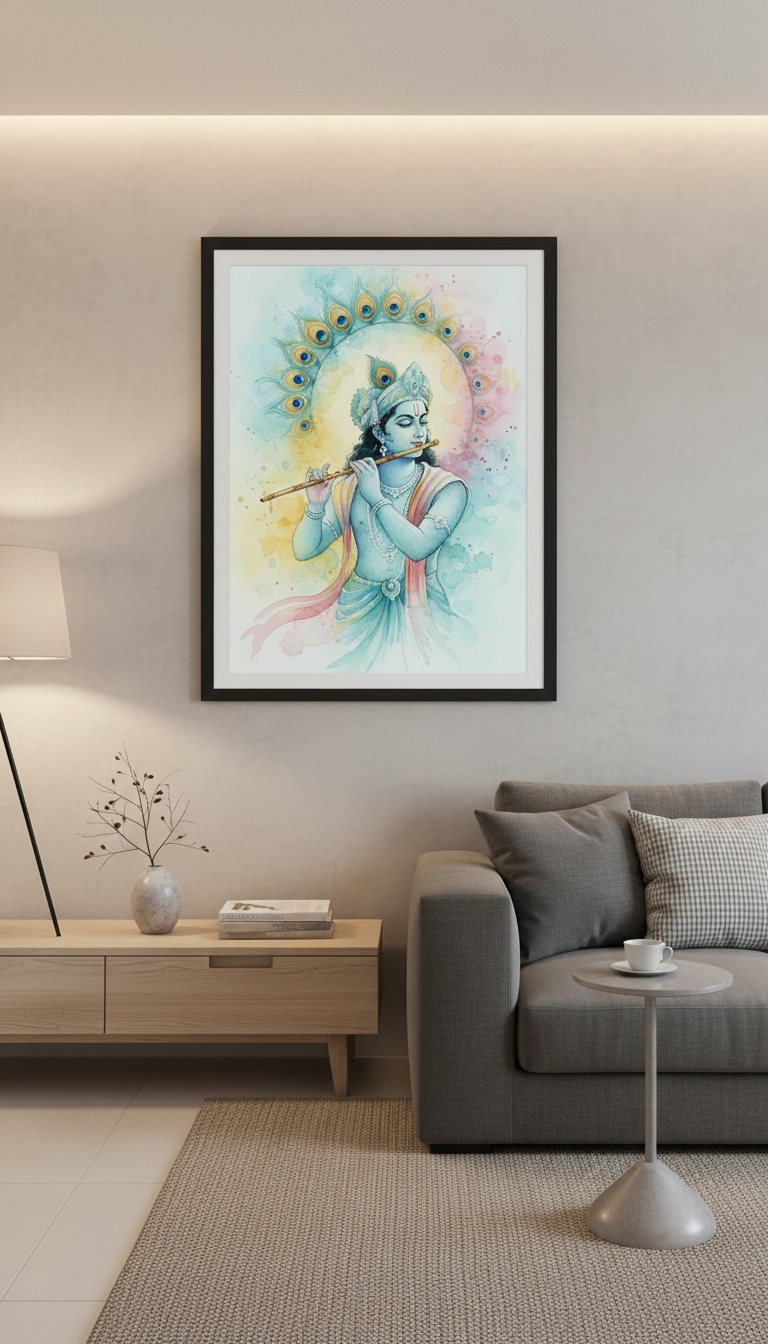 Krishna Watercolor Painting