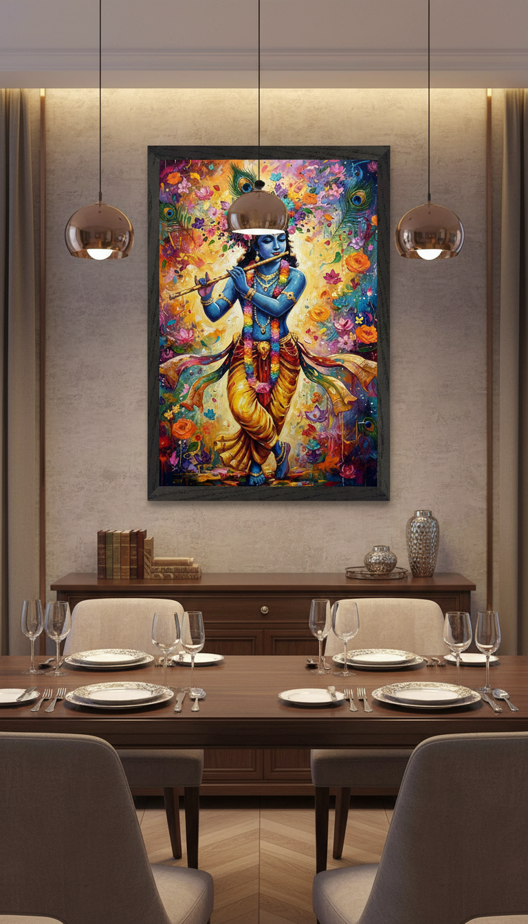 Lord Krishna Floral Art Print