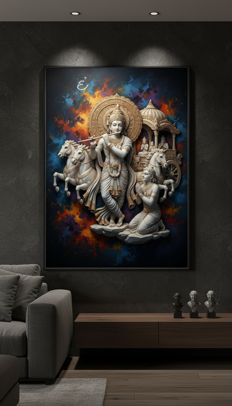 Krishna Arjuna Bhagavad Gita Art Print