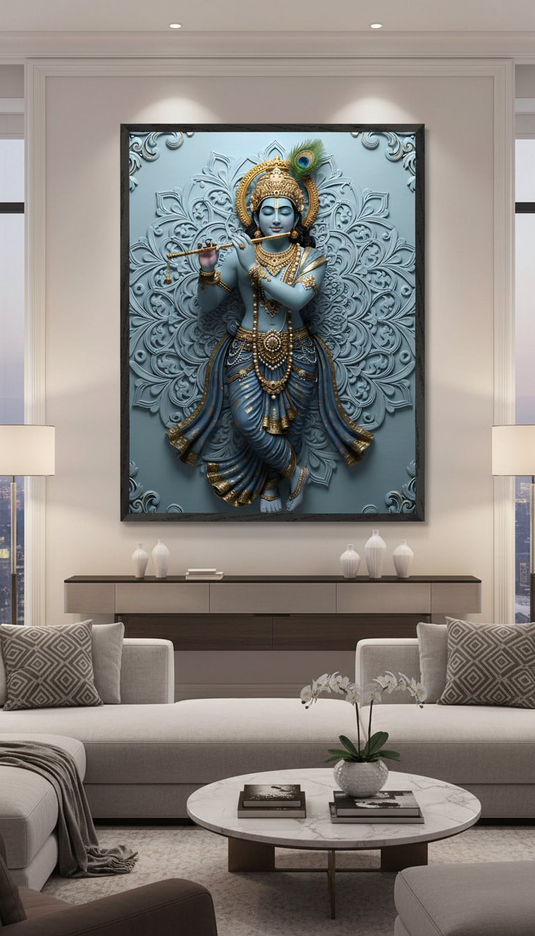 Lord Krishna Wall Art | Hindu God Krishna Poster | Indian Spiritual Decor | Hindu Deity Wall Decor |