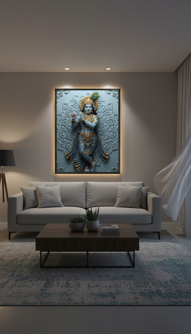 Lord Krishna Wall Art | Hindu God Krishna Poster | Indian Spiritual Decor | Hindu Deity Wall Decor |