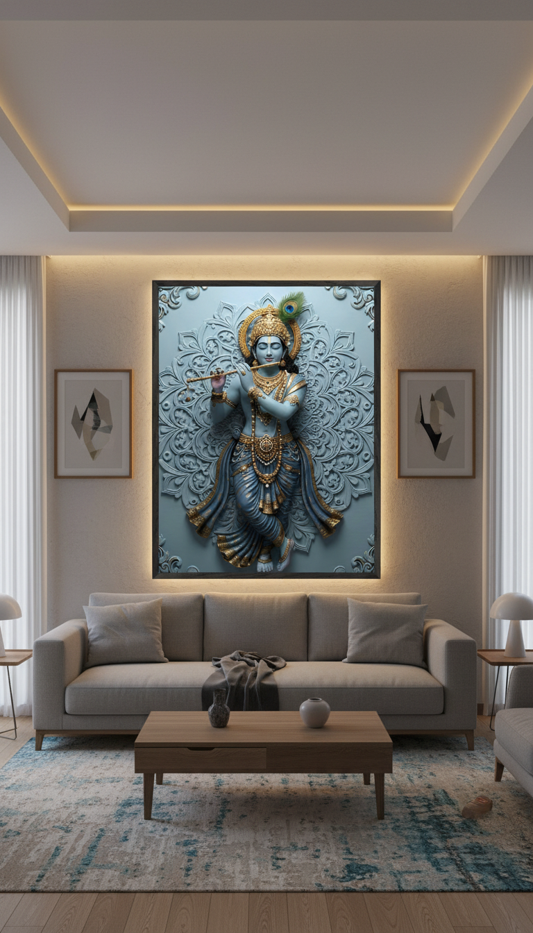 Lord Krishna Wall Art | Hindu God Krishna Poster | Indian Spiritual Decor | Hindu Deity Wall Decor |