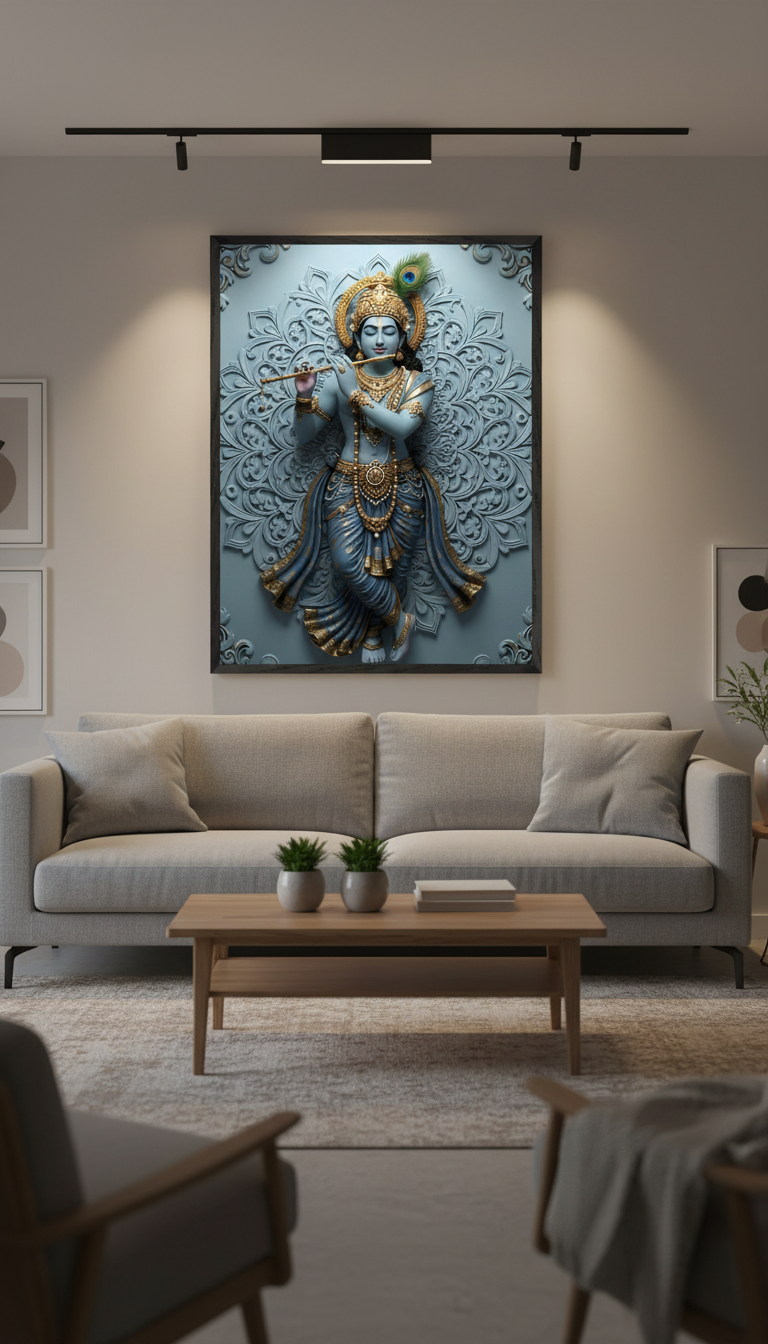 Lord Krishna Wall Art | Hindu God Krishna Poster | Indian Spiritual Decor | Hindu Deity Wall Decor |
