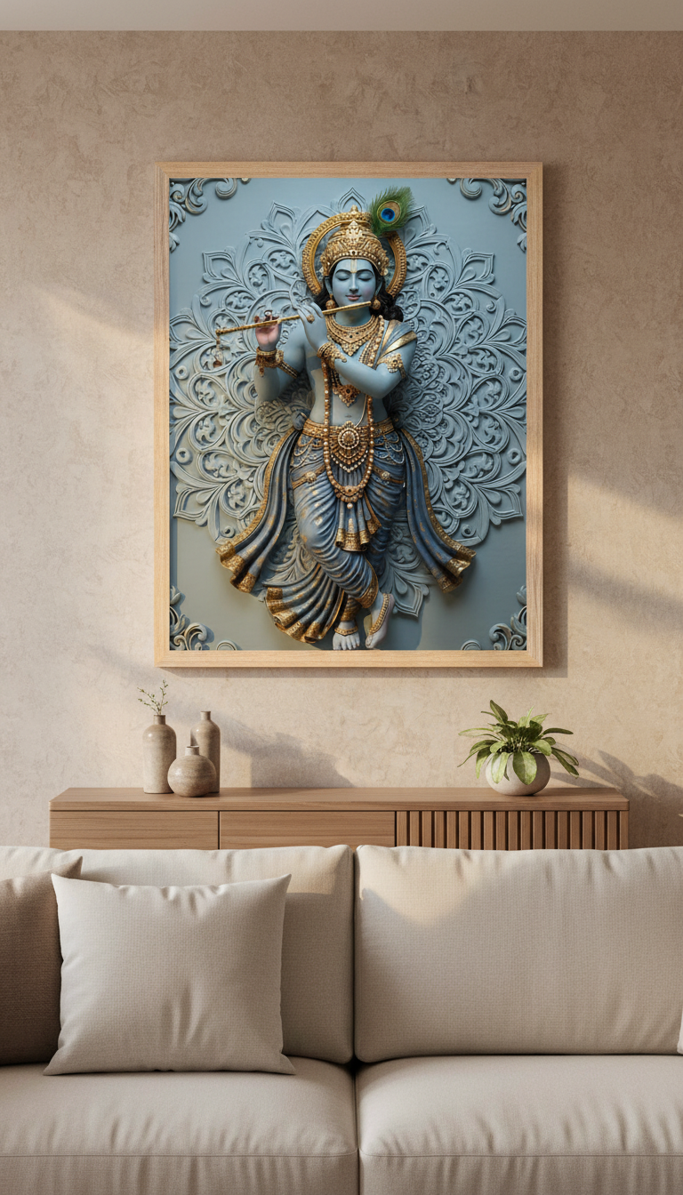 Lord Krishna Wall Art | Hindu God Krishna Poster | Indian Spiritual Decor | Hindu Deity Wall Decor |
